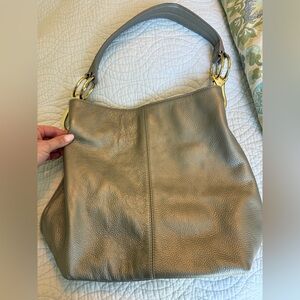 Jean Pierre Pewter Leather Shoulder Bucket Bag